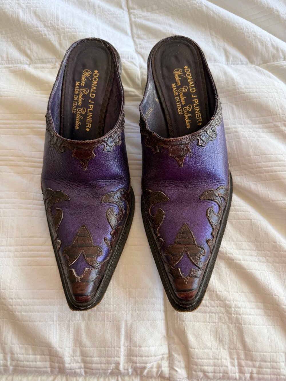 Donald Pliner purple cowboy mules. Size 6.5